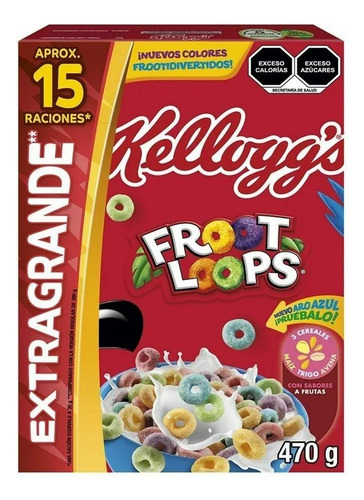 Cereal Kellogg's Froot Loops Aros Con Sabores A Frutas 470 G