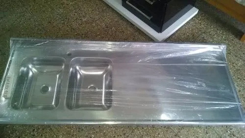 Mesada Acero Inoxidable 1.60 X 0.60 Con Doble Bacha 60 X 38