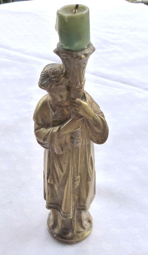 Monijor62-antiguo Candelabro Bronce Religion Monaguillo (Usado)