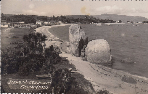 1953 Fotografia Postal Playa Itaguacu Florianopolis Brasil