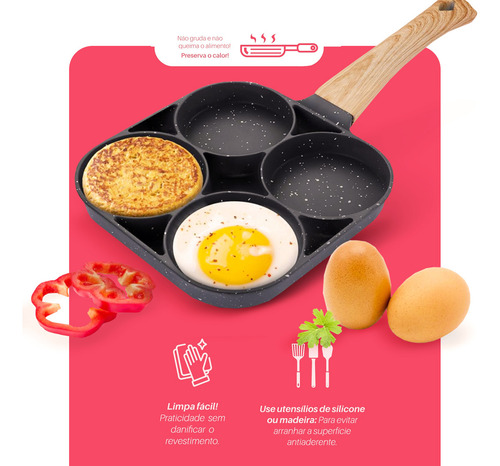 Frigideira Antiaderente Indução Chapa 4 Em 1 Hamb Dolce Home Cor Cinza-escuro