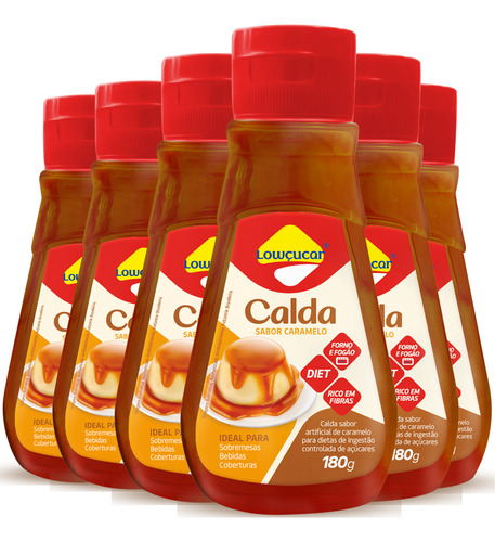 Calda De Caramelo Diet Para Pudim Lowçucar 180g - Kit Com 6