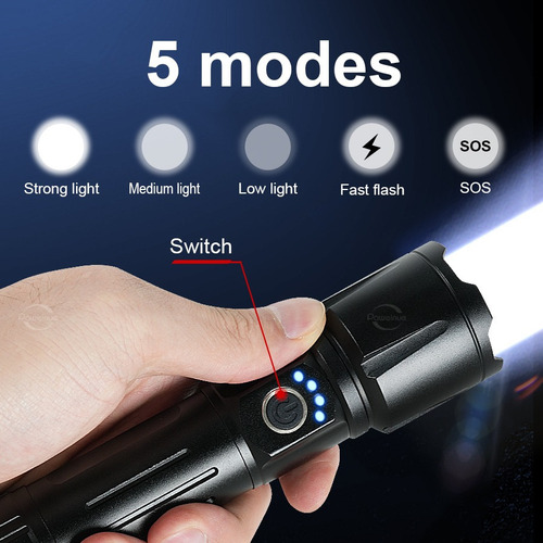 A Linterna Led Superpotente, Linterna Táctica Recargable .