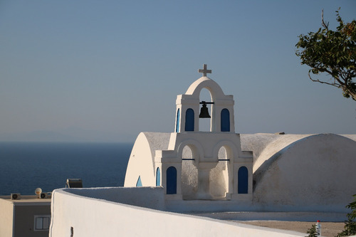 Imagen 1 de 5 de Cuadro 121-oia-church-santorini-gree 32x20 C/marco De Madera