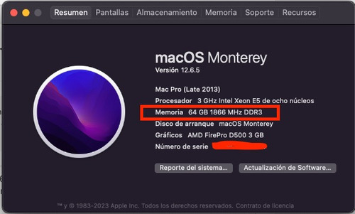 Kit Memoria Ram 64gb 1866mhz Mac Pro 6.1 (late 2013)original (Usado)