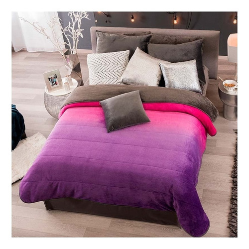 Cobertor Vianney Invernal Quebec king cor rosa com design islandia de 275cm x 230cm