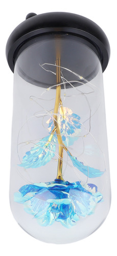 Rosa Azul En Cúpula De Cristal Con Luces Led Regalo De