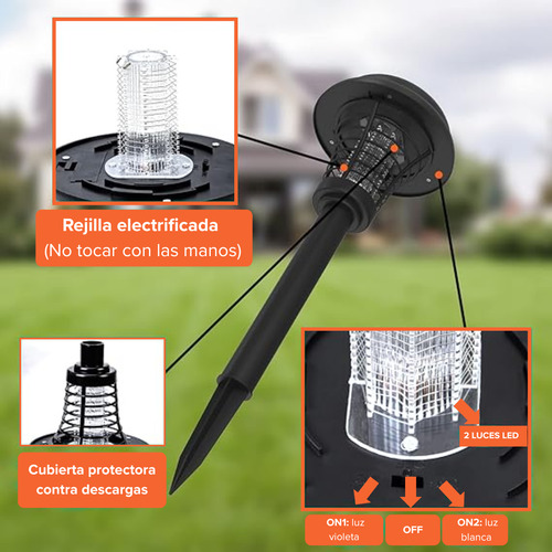 Pincho Tipo Estaca Elimina Mata Mosquitos Exterior Solar