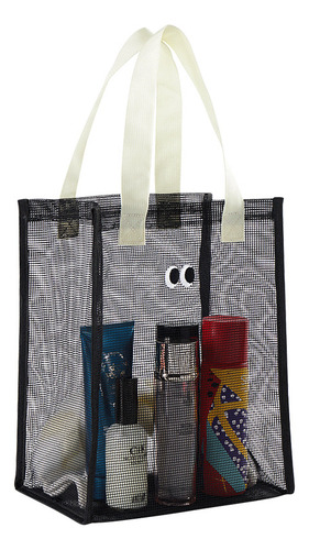 Bolsa De Ducha De Malla Portátil Negra Negra Para Colgar Y S