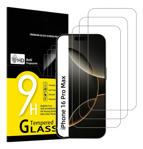 Kit X3 Vidrio Templado 9h Resistente Para Iphone 16 Pro Max