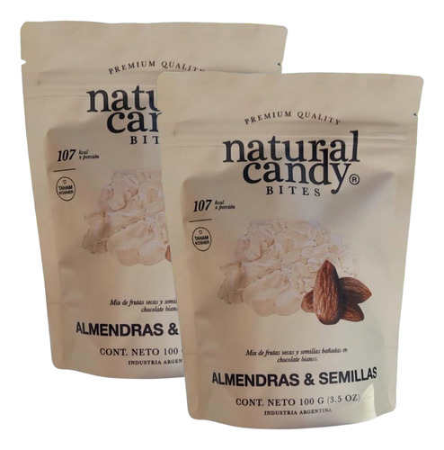 Almendras Bañadas Choco Blanco Semilla Natural Candy 100g X2