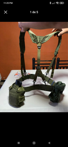 Cinto Militar Con Hombrera (incluye 2 Fundas Con Cantimplora