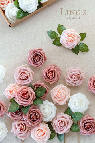 25 Rosas Artificiales Tono Viejo Ombré Para Ramos De Boda
