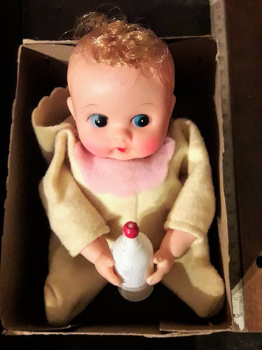 Muñeca Bebe Gatea Cuerda Mybaby Masudaya C/caja Vintage 50s