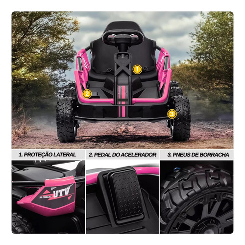 Mini Kart Elétrico Infantil Mega Force Baby Style 24v Com Controle Remoto Som Luz Cor Rosa Voltagem Do Carregador 110v/220v