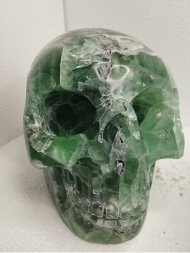 Cráneo De Fluorita Verde Especimen Pulido Calavera Cuarzo