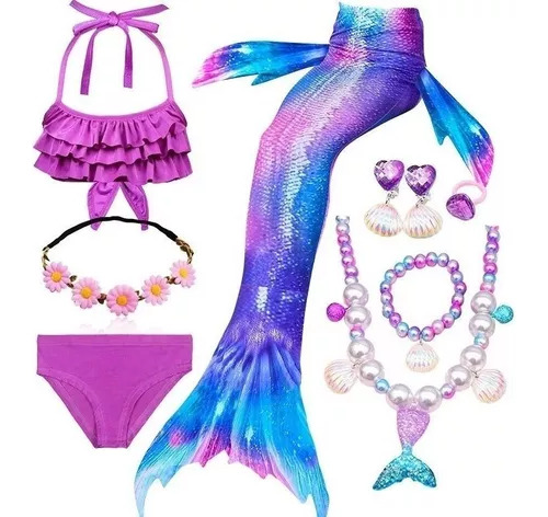 Kit De Cola De Sirena Con Bikini Sin Monoaleta For Children