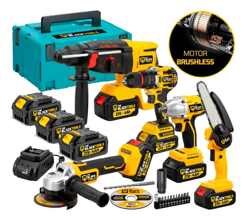 Kit Multiferramentas 5 Em 1 A Bateria 21v The Black Tools