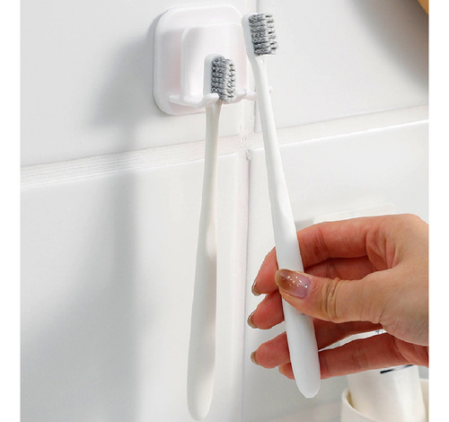 Suporte Adesivo Porta 2 Escova De Dente Organizador Banheiro