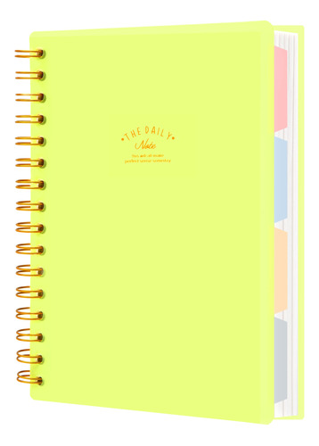 Cagie Cuaderno De 4 Materias Con Pestaas De Colores, 250 Pgi