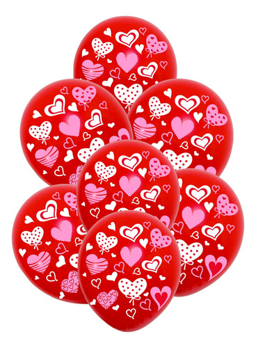 50 Globos Redondos Tamaño 12 Corazones A Dos Tintas Color Rojo