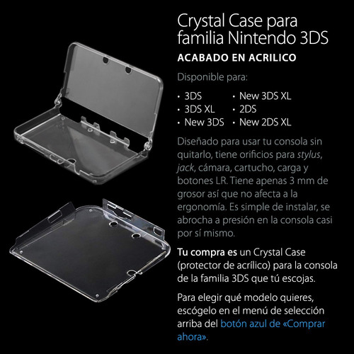 Imagen 2 de 8 de Protector Crystal Case 3ds | 2ds | New 3ds Xl | New 2ds Xl | 3ds Xl | New 3ds | Envio Gratis Cover Carcasa Cristal Funda
