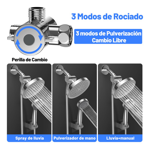 Combo Cabezal Ducha De Alta Presión 15 Cm Manguera 1,5 M Cro