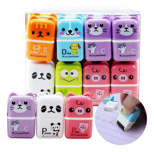 6pcs Eraser Animal Roller.suministros De Oficina Escolares