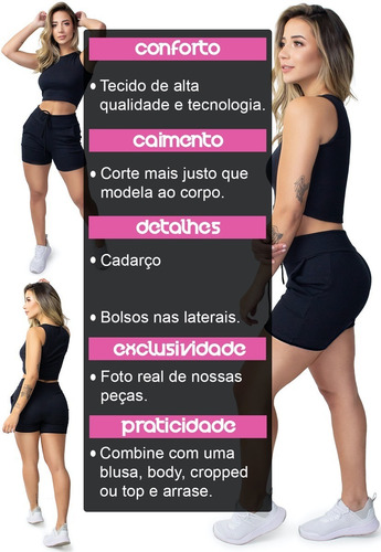 Imagem 7 de 9 de Conjunto Feminino Short E Cropped Ribana Canelada