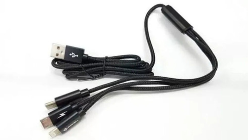 Cabo Carregador Turbo 3 Em 1 V8 Micro Usb Tipo C Lighting Cor Cinza-claro