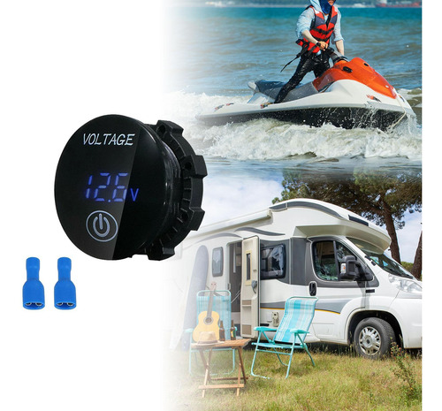Voltímetro De Calibre De Automóvil 12 V-24 V Azul