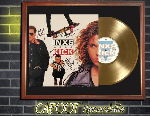 Inxs Kick Tapa Firmada Lp Y Disco Oro En Cuadro Hutchence