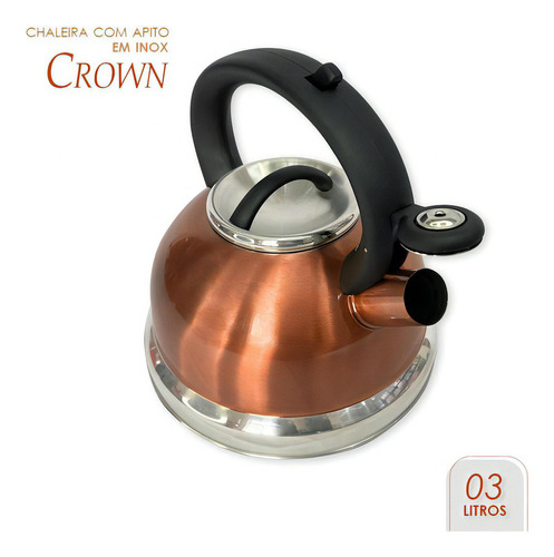 Chaleira Inox Com Apito Crown 3 Litros