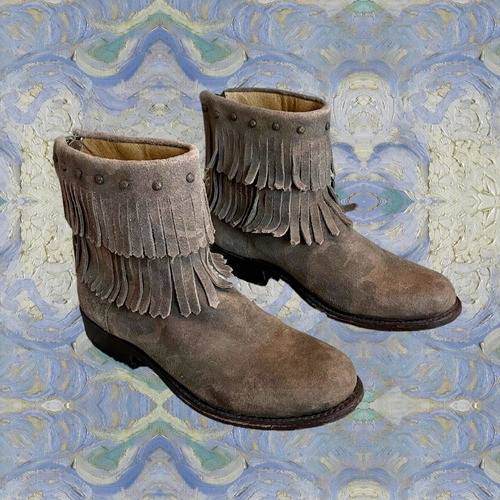 Botas De Cuero Legítimo Mexicano De Flecos T36