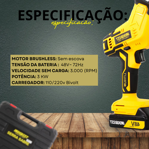Serrote Elétrico 2 Baterias De Lition 3000w Com 4 Laminas