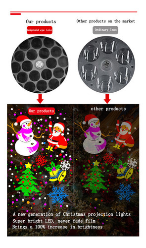 Luces De Proyección Navideñas Rotación De Colores 16 Patrone