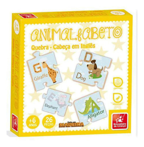 Imagem 1 de 2 de Quebra-cabeça Brincadeira De Criança Animalfabeto Em Inglês