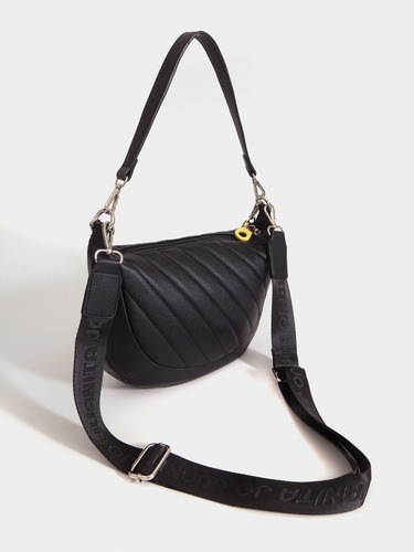 Cartera De Hombro Andes Chica Tote Juanita Jo Mujer Dama Negro Con Amarillo Lisa
