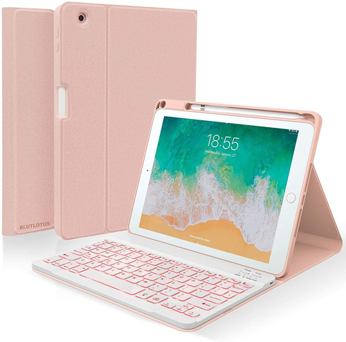 Funda Con Teclado Para iPad 9.7 Air 2 De Cuero Rosa Oro