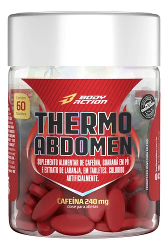 Suplemento Bodyaction  Thermo Abdomen Cafeína 240mg em pote 60 co...