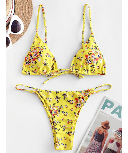 Conjunto Sexy De Bikini Halter Con Efecto Anudado