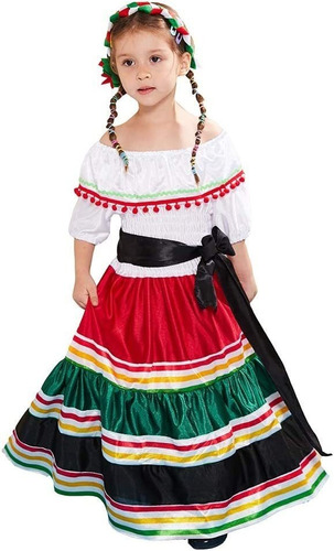 Vestido Mexicano Para Niña, Disfraz De Halloween Para Niños