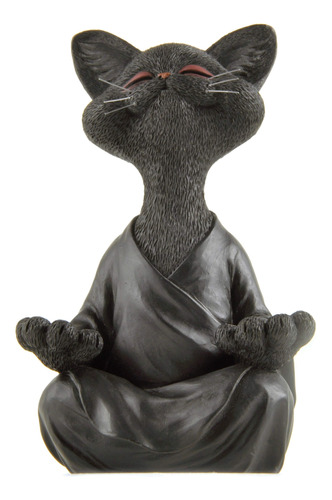 Figura De Buda Gato Negro Para Meditación Y Decoración Zen