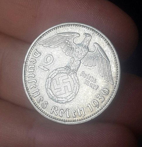 Alemania Nazi  2 Reichsmark De 1936 D ( Plata 8g)