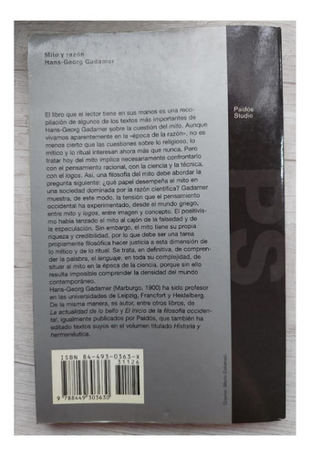 Mito Y Razón De Hans-georg Gadamer (Usado)