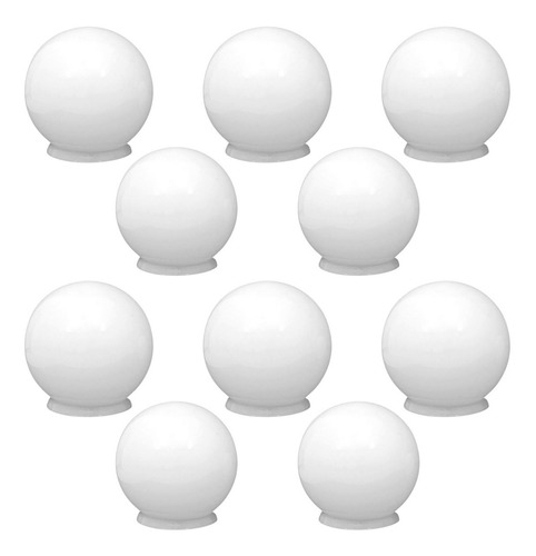 10 Globos Bolinha De Plastico 15cm Bocal 10cm Lustre Teto Cor Branco