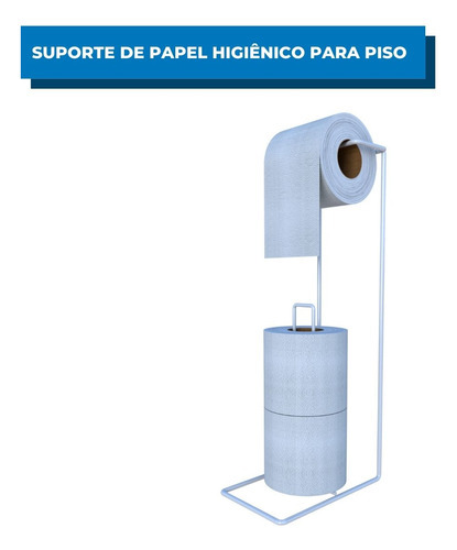 Suporte P/ Papel Higiênico De Chão Reserva Banheiro 3 Rolos Cor Branco