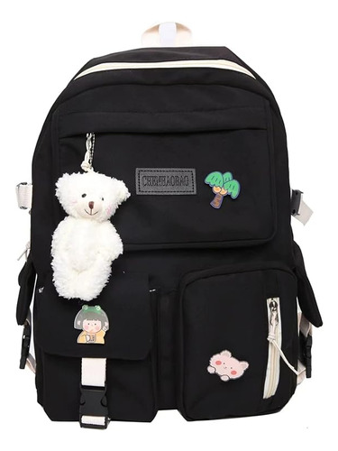 Bolsa De Colegio De Moda Para Mujeres Con Oso E Insignia Gra