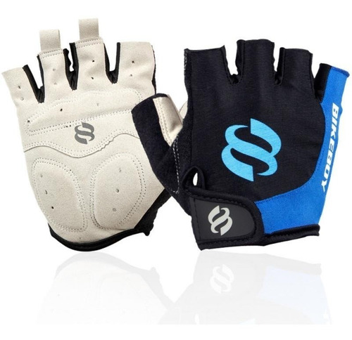 Imagen 3 de 9 de Guantes Ciclismo Gel Dedo Corto Negro Gym Gimnasio Mtb