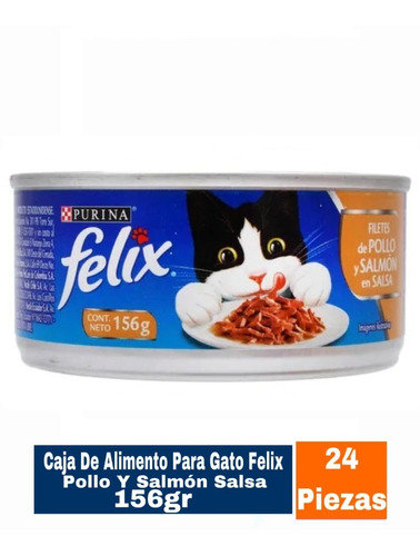 Caja De Alimento Para Gato Felix Pollo Y Salmón Salsa 24 Pzs